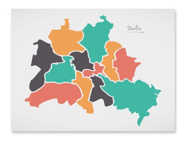 Berlin Stadtkarte mit runden Formen Poster 80x60cm