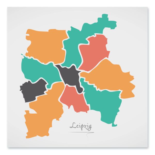 Leipzig Stadtkarte mit runden Formen Poster