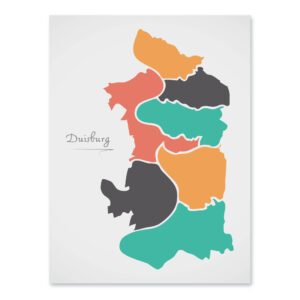 Duisburg Stadtkarte mit runden Formen Poster