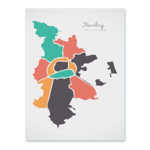 Nürnberg Stadtkarte mit runden Formen Poster