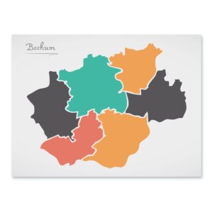 Bochum Stadtkarte mit runden Formen Poster