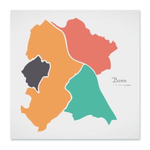 Bonn Stadtkarte mit runden Formen Poster