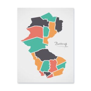 Bottrop Stadtkarte mit runden Formen Poster