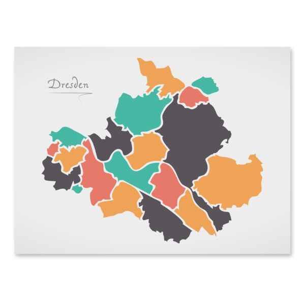 Dresden Stadtkarte mit runden Formen Poster